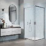 Radaway Комплект душ кабина Alienta C 80x80 см, бяло душ корито Tinos A Compact и хромиран сифон за душ корито (202303)
