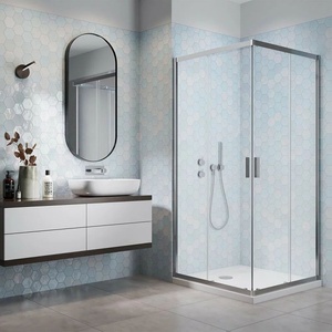 Radaway Комплект душ кабина Alienta C 80x80 см, бяло душ корито Tinos A Compact и хромиран сифон за душ корито (202303)
