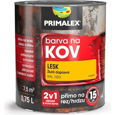 Primalex Antikorozní barva na kov 2v1 0,75 l žlutá dopravní Lesk