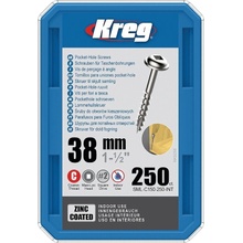 Kreg Zinc Maxi-Loc Skrutky pre skryté spoje - 38 mm, hrubý závit, 250 ks SML-C150-250