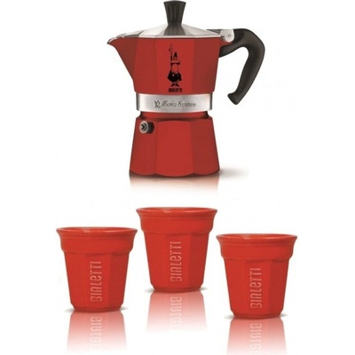 Bialetti Moka Express Set 3 červený 3 hrnky