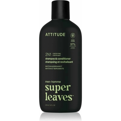 Attitude Super Leaves Matcha & Bergamot šampón a kondicionér 2 v 1 pre mužov 415 ml