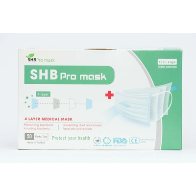 SHB rouška 4vrstvá modrá 50 ks