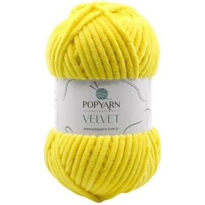POPYARN Pletací příze Velvet B012 - žlutá