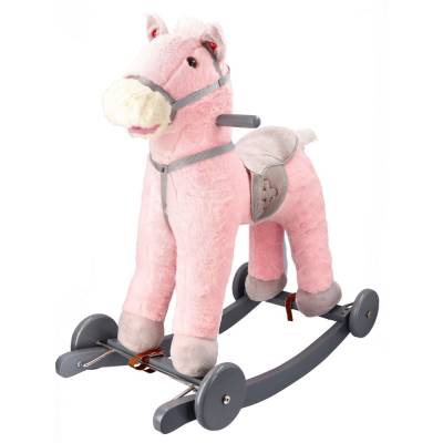 Adam Toys Hojdací Koník s kolesami so zvukom ružová
