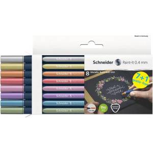 Schneider Комплект металически химикалки, 0, 4 мм, SCHNEIDER "Paint-It 050", 8 различни цвята ML05011502 (ML05011502)