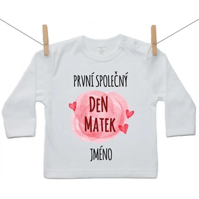 Boodyy tričko s dlouhým rukávem První společný den matek s jménem děťátka