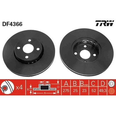 Brzdový kotúč TRW DF4366