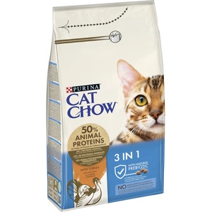  Суха храна за котки PURINA CAT CHOW Cat, 3in1 с Naturium, с пуйка - 142кг