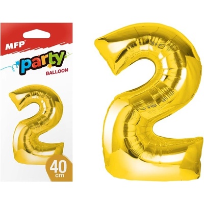MFP Paper s.r.o. balónek č. 2 nafukovací fóliový 40 cm zlatý
