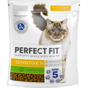 Perfect Fit (Sensitive 1+) 750 г Богата на пуешко месо - суха храна за котки с чувствителна храносмилателна система