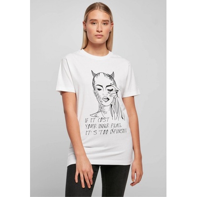 Urban Classics Dámske bavlnené tričko Ladies Inner Peace Sign White