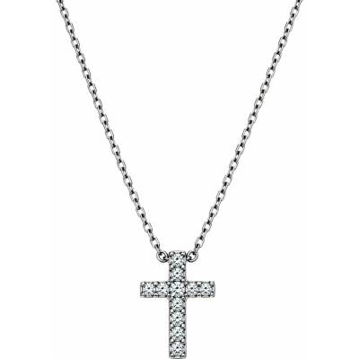 Zlaton Řetízek bílé zlato anker kříž s diamanty N23062603466