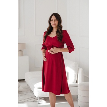 Tehotenské šaty na dojčenie, 3/4 rukáv, Lovely Midi Dress Red