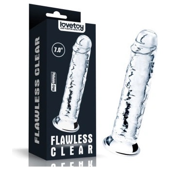 Lovetoy Flawless Clear Dildo 7.0″priehľadné dildo s prísavkou 17,5 x 3,4 cm