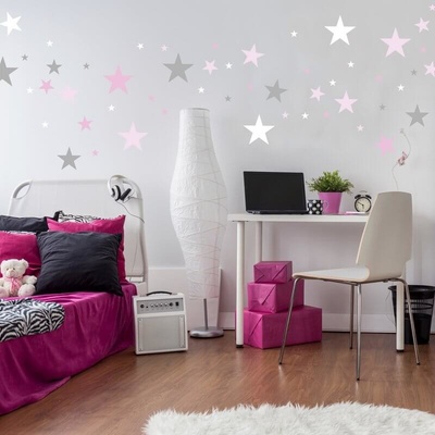 INSPIO Dětské samolepky na zeď - Růžové souhvězdí, velikost 90 x 90 cm, 3626f