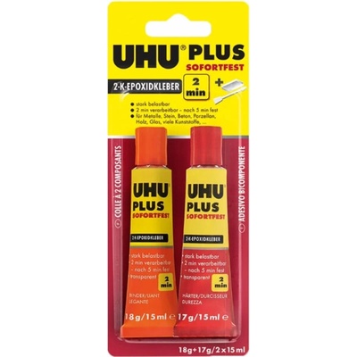 Uhu Plus Instant Set dvousložkové epoxidové lepidlo transparentní 18 g + 17 g