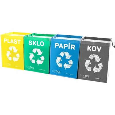 Sixtol Súprava Tašky na triedený odpad Sort Easy 4 Metal, 4 x 36 l, 4 ks