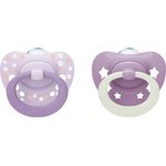 Nuk Силиконови залъгалки NUK First Choice - Day & Night, 0-6 м, за момиче, 2 броя (10175397) - baby