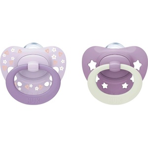 Nuk Силиконови залъгалки NUK First Choice - Day & Night, 0-6 м, за момиче, 2 броя (10175397) - baby