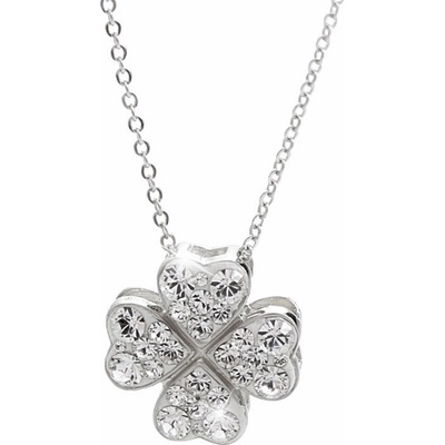 JSB Stříbrný čirý se Swarovski elements čtyřlístek krystal 14698