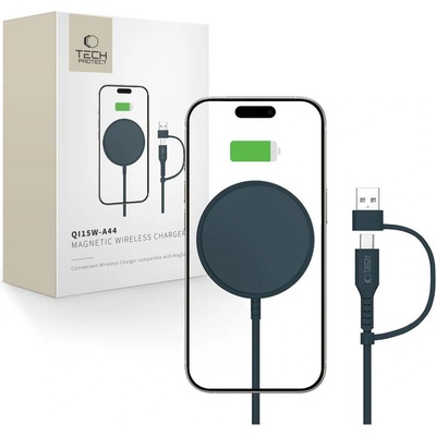 Tech-Protect Безжично зарядно 15W с MagSafe и Qi отTech-Protect QI15W-A44 - Navy Blue (5906302380336)