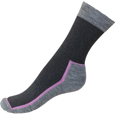 Safa dva páry dámskych merino ponožiek NEVADA s vlneným froté tmavo šedá/ružová