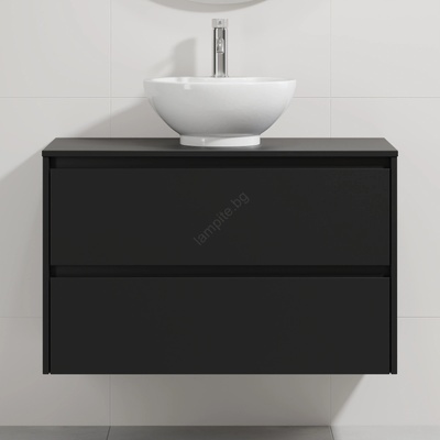 Bath Deluxe Шкаф за баня с мивка TRONDHEIM/DRAMMEN 90x57x46 см черен/бял (SETBT0151B)