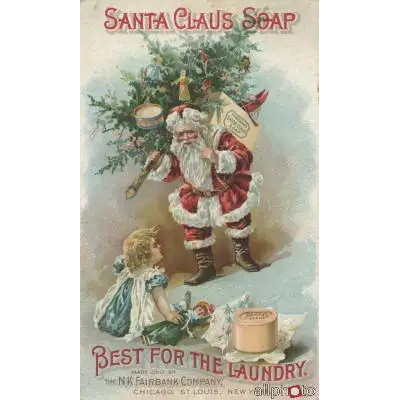 Obrazy - Neznámý: Best for the Laundry, advertisement for Fairbanks Santa Claus Soap - reprodukce obrazu