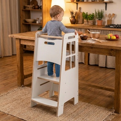 Babylike Montessori učící věž kitchen helper white bílá – Zboží Dáma