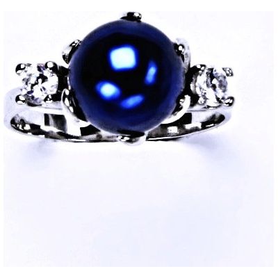 Čištín Stříbrný s umělou perlou tm. modrá T 1190