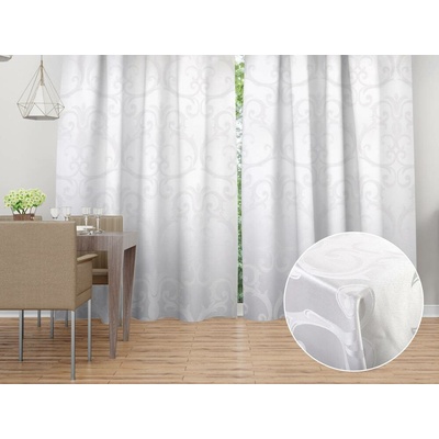 Biante Dekorační závěs Monako PM-125 Velký zámecký vzor bílý - šířka 140 cm 140x200 cm
