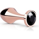 Rosy Gold - анален плъг с черен камък - розово злато - lovesexshop