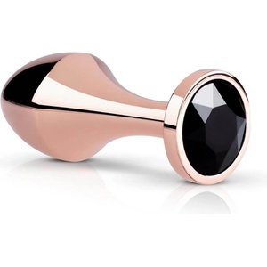 Rosy Gold - анален плъг с черен камък - розово злато - lovesexshop
