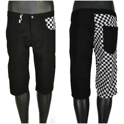 Punk kraťasy ČERNÉ BÍLÁ SKA KOSTKA pánské