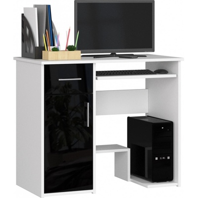 Ak furniture Volně stojící psací stůl Jay 90 cm bílý/černý lesk