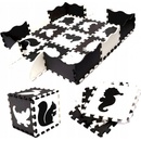 KIK Kontrastné penové puzzle 30 x 30 cm 25 ks čierna krémová
