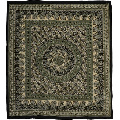 BOB Batik přehoz na postel indický Moghul Paisley olivový bavlna King size Dvoulůžko 230 x 200 cm
