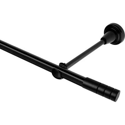 OK-GarnýžeCZ Garnýž kovová jednořadá 19mm Techno černá 380 cm do stěny / na tunýlek - bez kroužků