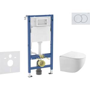 Geberit Duofix - Комплект за стенен монтаж, Gaia тоалетна и softclose седалка, бутон Delta01, алпийско бяло SANI11CA3120B (SANI11CA3120B)