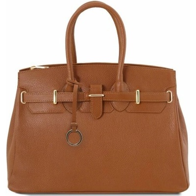 Tuscany Leather kožená kabelka so zlatým kovaním TL Bag Koňaková