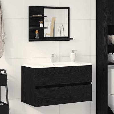 vidaXL Огледало за баня, черен дъб, 60x10, 5x45 см, инженерно дърво (862546)