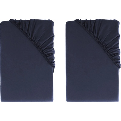 Livarno home Perkálová napínacia plachta navy modrá 2ks 90-100x200