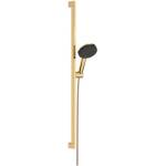 Hansgrohe Raindance Alive Select S - Комплект душ слушалка, лост и маркуч, 3 струи, EcoSmart, полиран златист вид 24601990 (24601990)