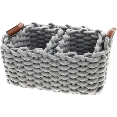 KOŠÍKY SIVÉ PLETENÉ LÁTKA S/3 32*22*16CM