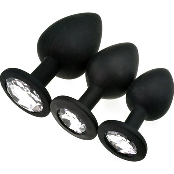 SuperLove Jewel Silicone Butt Plugs Training Kit Black-Clear