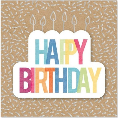 Narozeninové přání s obálkou 8x8 cm Artebene Happy Birthday
