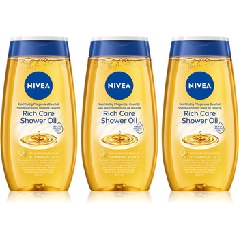 Nivea Natural Caring душ масло за суха кожа 3 x 200 ml