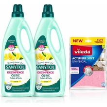 Sanytol DUO pack univerzálny čistič Lemon 1 l + Vileda univerzálna handrička 1 ks