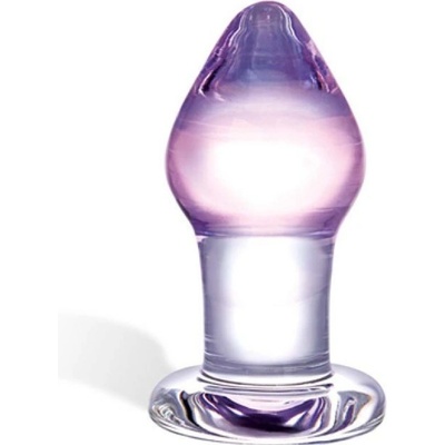 Glas Amethyst RainGlass Butt Plug Skleněný anální kolík Fialová průhledná